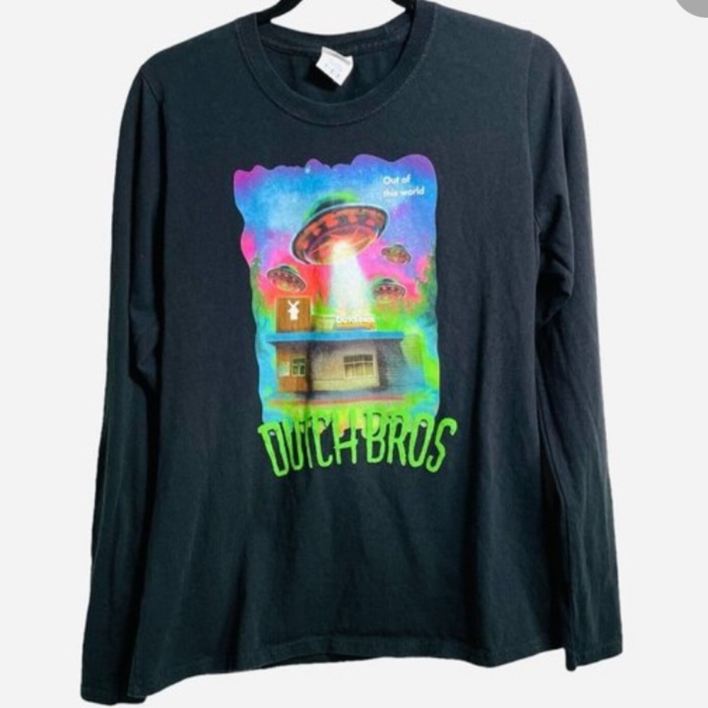 DUTCH Bros Coffee Out Of This World UFO Shirt Long Sleeve T Shirt Size S